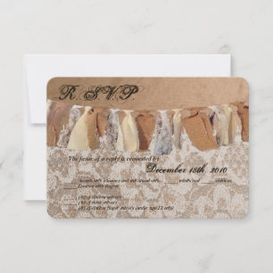3,5x5 R.S.V.P.-Karte Kraft-Papiertüte Lace Burlap Einladung