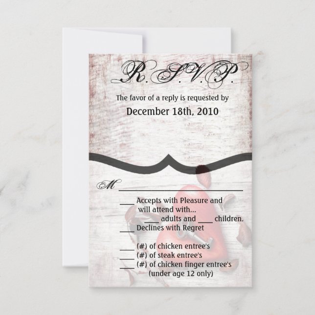 3.5x5 R.S.V.P.-Karte Landholzschlüssel für mein He Einladung (Vorderseite)