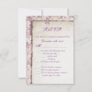 3,5x5 R.S.V.P.-Karte Lila Federblume RSVP Karte