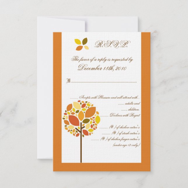 3,5x5 R.S.V.P.-Karte Moderner Herbstbaum RSVP Karte (Vorderseite)