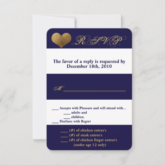 3,5x5 R.S.V.P.-Karte Moderner Streifen Navy White  Einladung (Vorderseite)