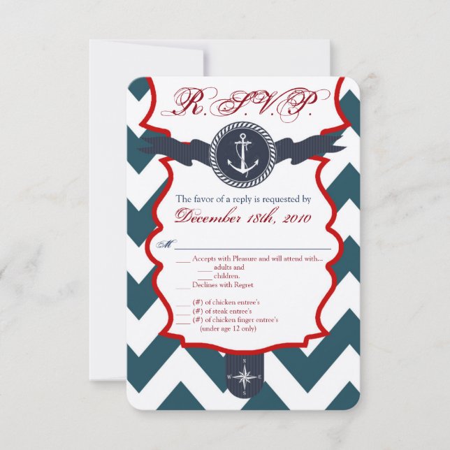 3,5x5 R.S.V.P. Karte Nautischer Ankerkompass (Vorderseite)