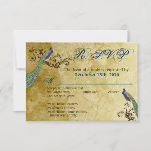 3.5x5 R.S.V.P. Karte Peacock Vintag Feathers Bird