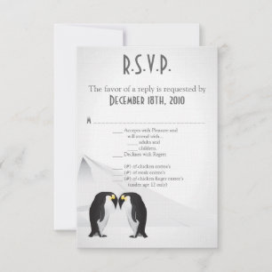 3,5x5 R.S.V.P.-Karte Pinguine bleiben einander tre RSVP Karte