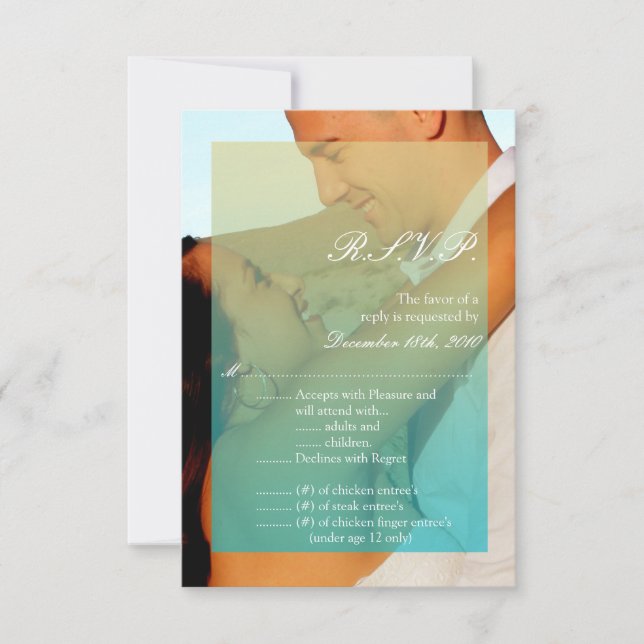 3.5x5 R.S.V.P.-Karte Sonnenuntergang Aquamarin bla Einladung (Vorderseite)