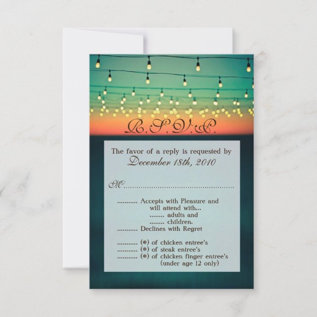 3,5x5 R.S.V.P.-Karte Sunset String Lights Yard Lig Einladung (Vorderseite)