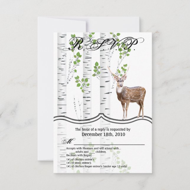 3.5x5 R.S.V.P.-Karte Waldland Hirschknotenjagd Einladung (Vorderseite)
