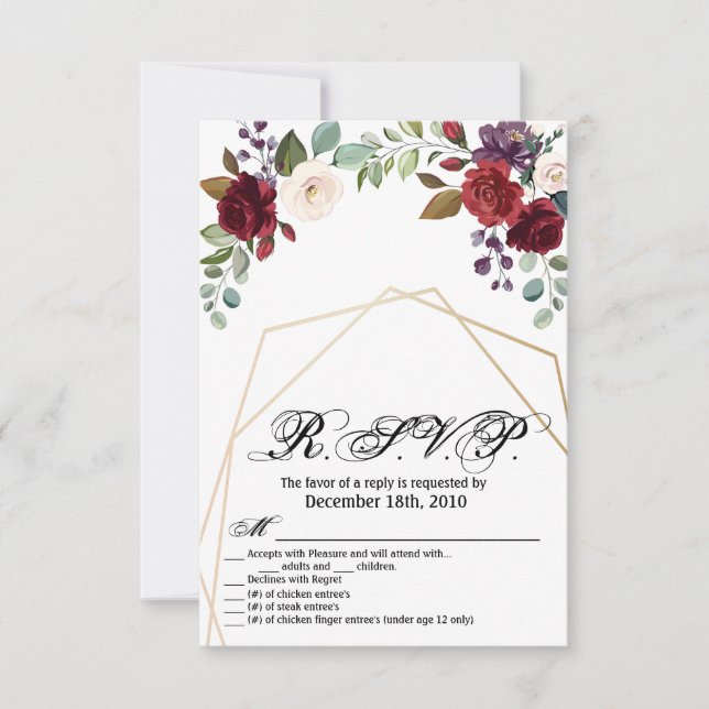 3,5x5 R.S.V.P. Karte Weiße Rose Gold Geometric (Vorderseite)