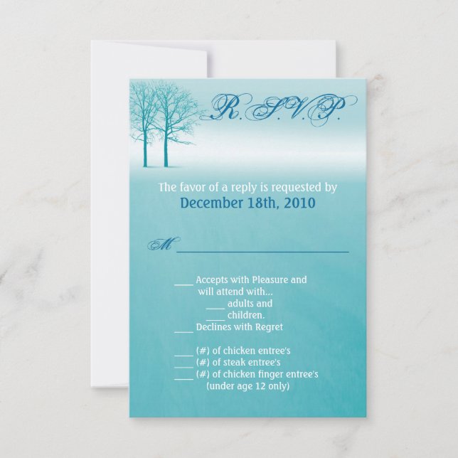 3,5x5 R.S.V.P.-Karte Zwei Winterschneewege Einladung (Vorderseite)