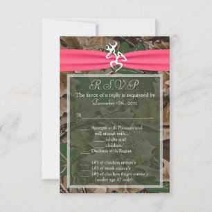 3.5x5 R.S.V.P. Karten-rosa brünierenCamouflage RSVP Karte