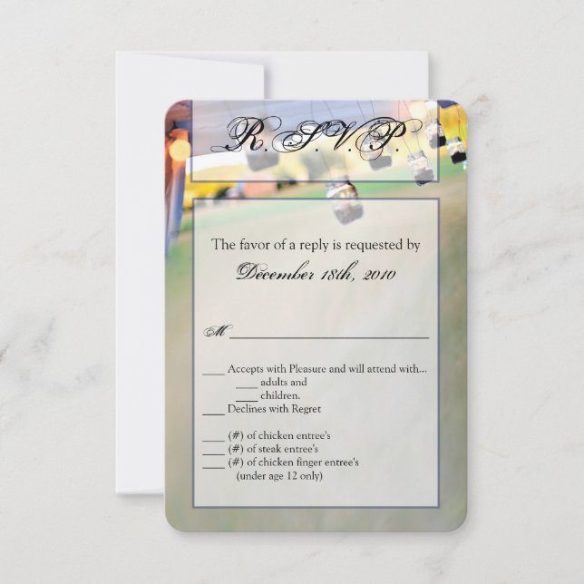 3,5x5 R.S.V.P. Kartenausweis für die Kerzenhalter  Einladung (Vorderseite)