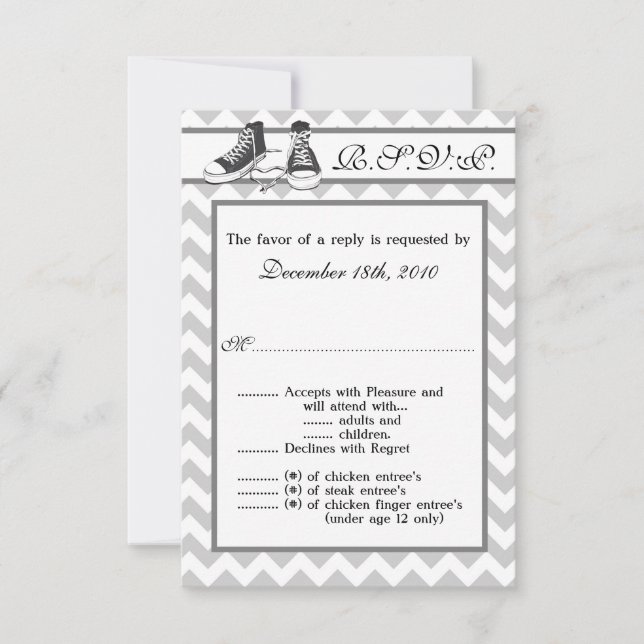 3,5x5 R.S.V.P. Kartenjugendschuhe Zickzack Strip Einladung (Vorderseite)