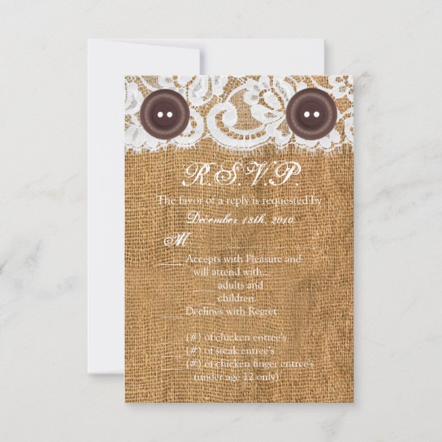 3,5x5 R.S.V.P.-Kartenknopfkante Einladung (Vorderseite)