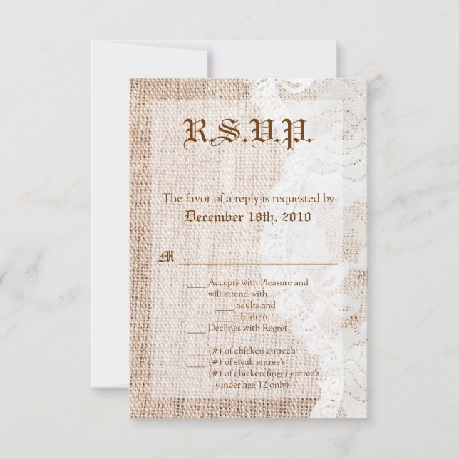3.5x5 R.S.V.P. Kartenlandmeisterhandschuh Burl Einladung (Vorderseite)