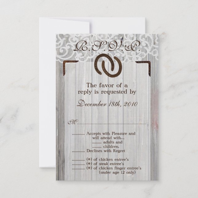 3.5x5 R.S.V.P. Kartenpferde Holz RSVP Karte (Vorderseite)