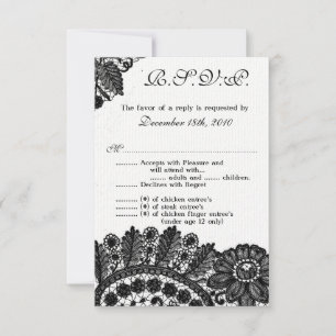 3,5x5 R.S.V.P. Kartenvorlesung Vintage schwarze Sp Einladung