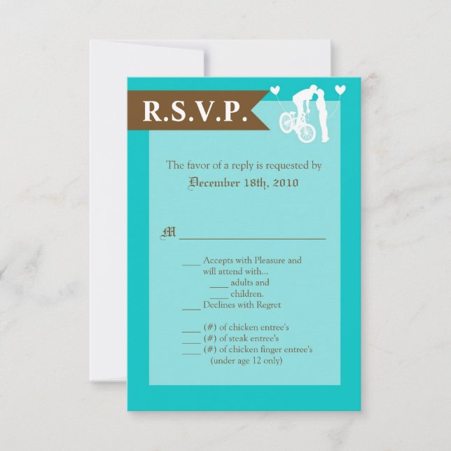 3,5x5 R.S.V.P. Teen Liebe Couple on Bicycle Einladung (Vorderseite)