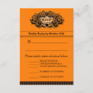 3.5x5 RSVP-Karte - Menü - Orange & Schwarz RSVP Karte
