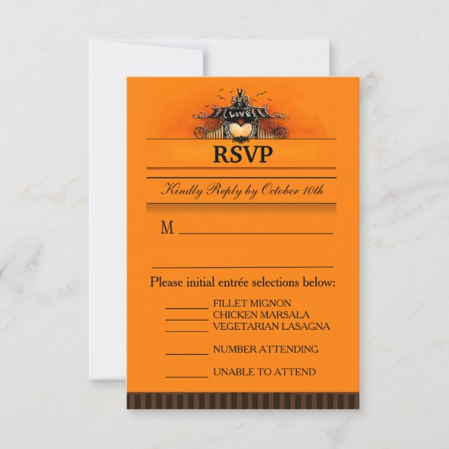 3.5x5 RSVP-Karte - Menüauswahl - Halloween-Liebe RSVP Karte (Vorderseite)
