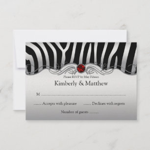 3,5x5 Schwarz Silber Zebra Roter Juwel RSVP Karte