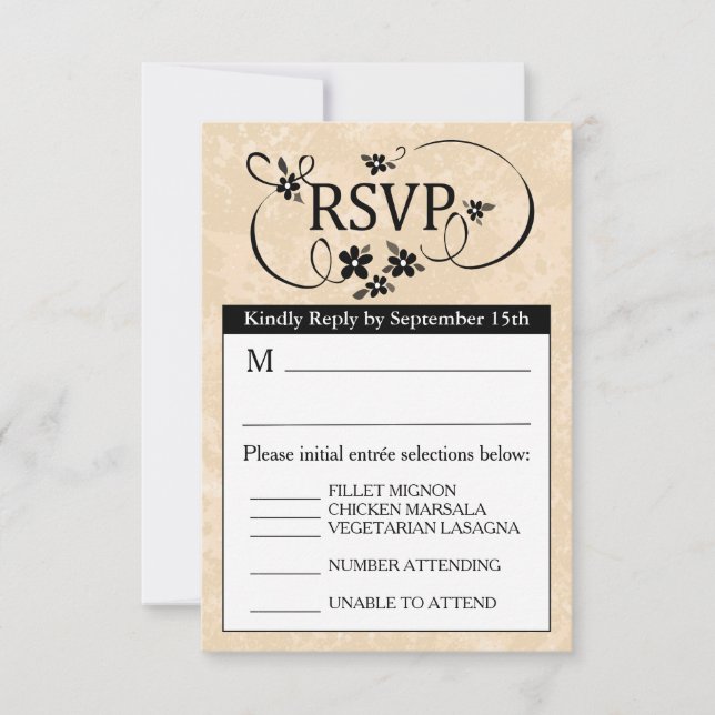 3.5x5 UAWG Menu Card - Schwarz-Weiß- und Schwarz-B RSVP Karte (Vorderseite)