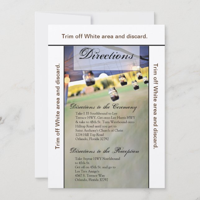 3.5x6 Anfahrt Card Mason Jar Kerzenhalter Cou Einladung (Vorderseite)