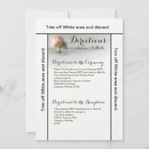 3.5x6 Anfahrt Card Winter Sunset Tree Snow Cove Einladung