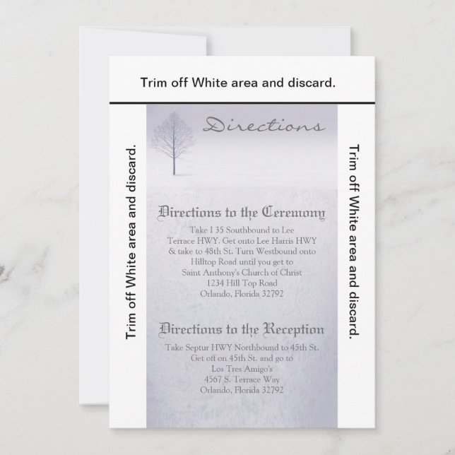 3.5x6 Anfahrt Card Winter Wonderland Trees Snow Einladung (Vorderseite)