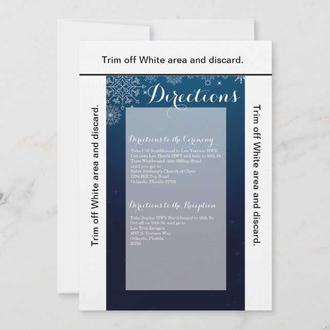 3.5x6 Anfahrt Card Winterschneeflocken Schneeeis Einladung (Vorderseite)