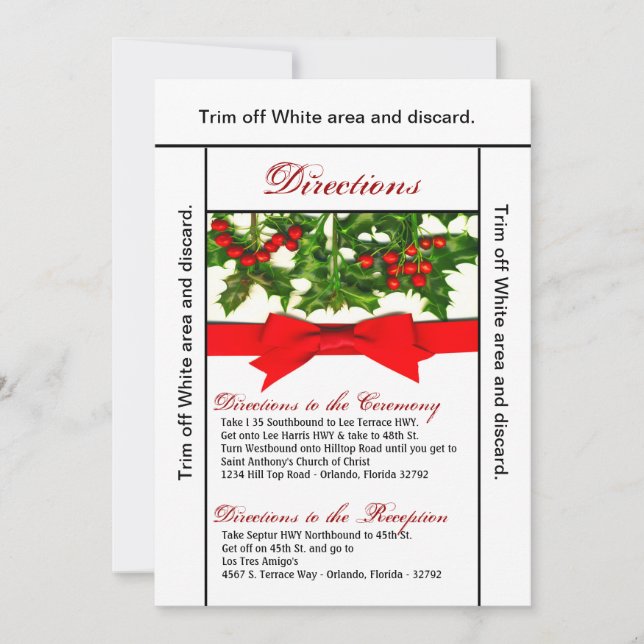 3.5x6 Anfahrtskarte Baughs Holly Berry Weihnachten Einladung (Vorderseite)