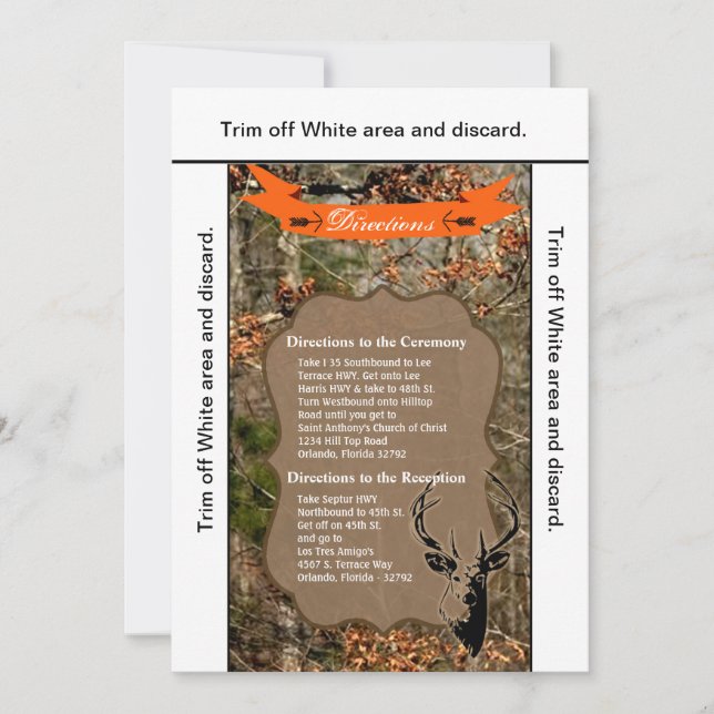 3.5x6 Camouflage für die Kartenjagd auf Hirsch Einladung (Vorderseite)
