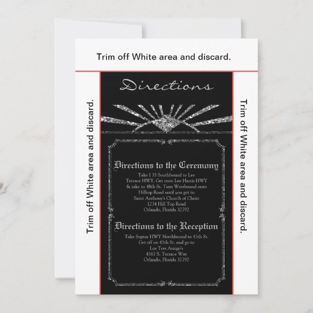 3.5x6 Directions Card Art Deco Roaring 20s GATSBY Einladung (Vorderseite)