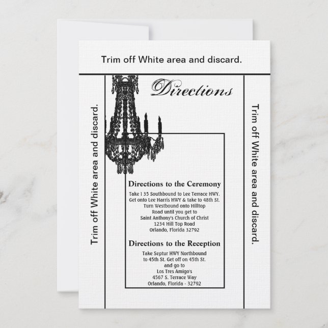 3.5x6 Directions Card Crystal Chandelier Glitz Gla Einladung (Vorderseite)