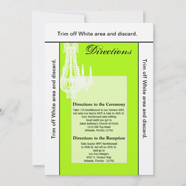 3.5x6 Directions Card Crystal Chandelier Glitz Gla Einladung (Vorderseite)