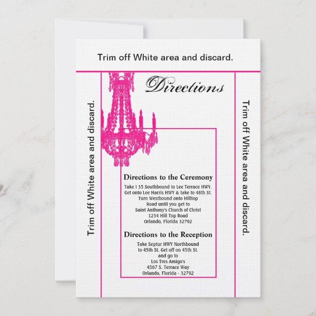 3.5x6 Directions Card Crystal Chandelier Glitz Gla Einladung (Vorderseite)