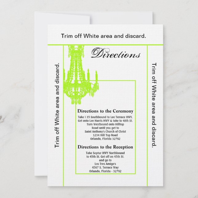 3.5x6 Directions Card Crystal Chandelier Glitz Gla Einladung (Vorderseite)