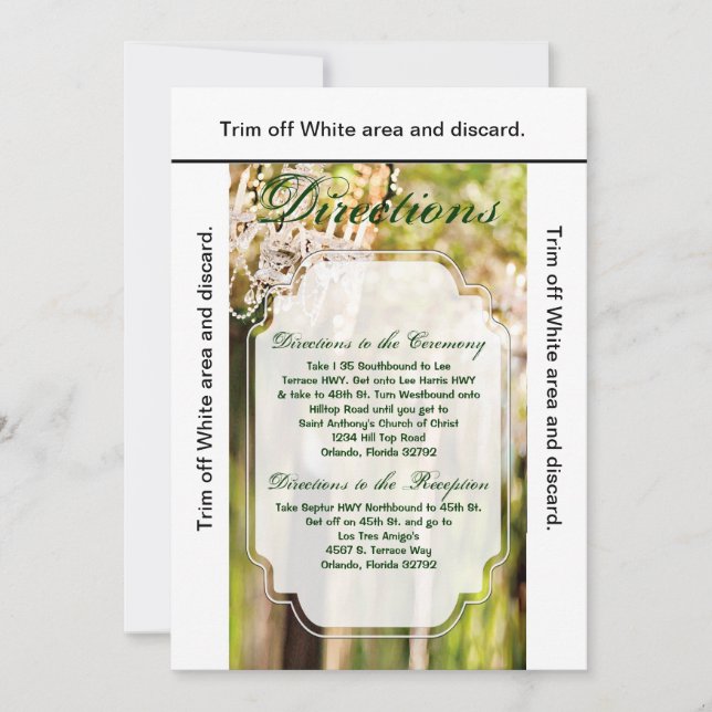 3.5x6 Directions Card Crystal Chandelier Oak Tree Einladung (Vorderseite)