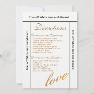 3.5x6 Directions Card Gold Foil Glitzer Liebe Einladung