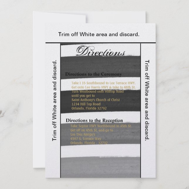 3.5x6 Directions Card Ombre Stripe Black Line Fad Einladung (Vorderseite)
