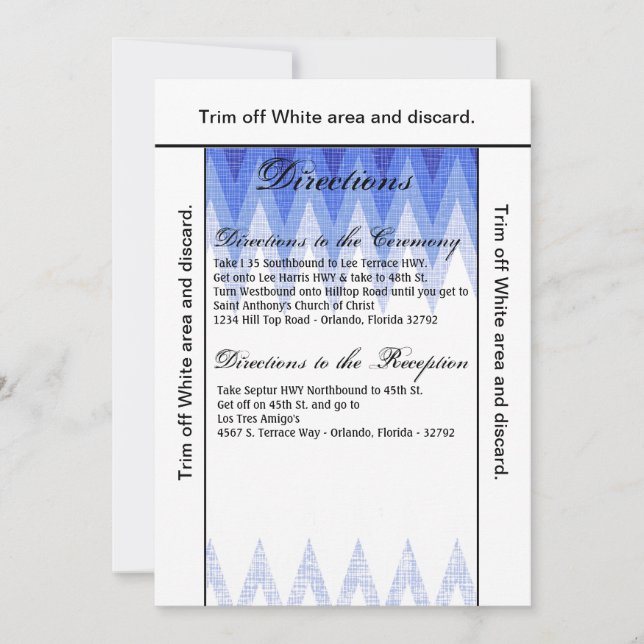 3.5x6 Directions Card Ombre Zickzack Blue Einladung (Vorderseite)