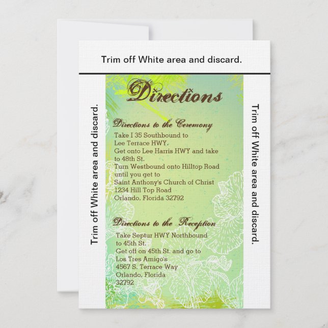 3.5x6 Directions Card Spring Hibisken Blume Hawai Einladung (Vorderseite)