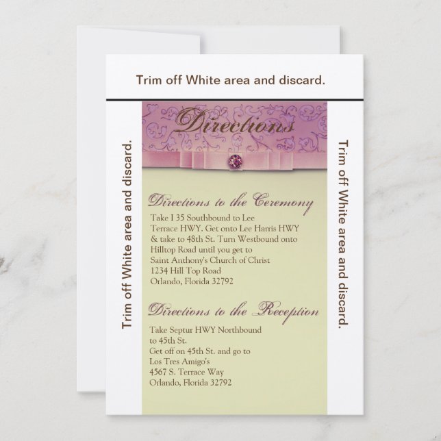 3.5x6 Fahrtkarte Amethyst Jewel Embossed Pape Einladung (Vorderseite)