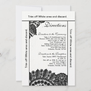 3.5x6 Fahrtkarten Vintage, schwarze Spitzen Einladung