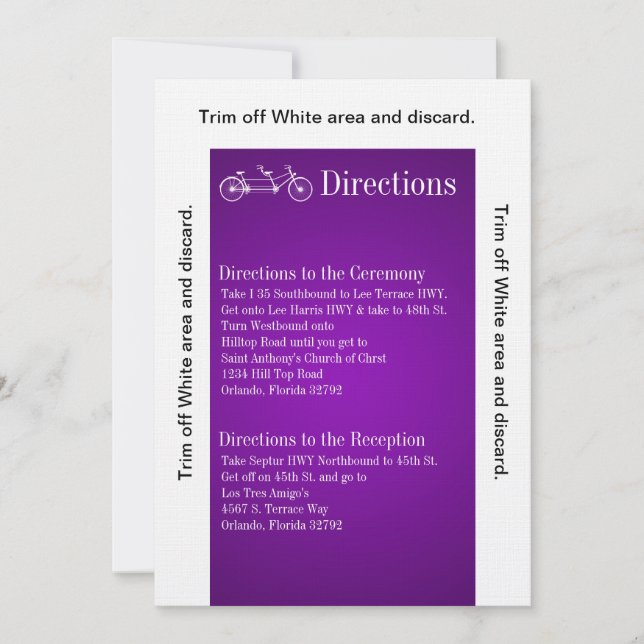 3.5x6 Fahrtrichtung Karte PurpleDoppelfahrrad (Vorderseite)