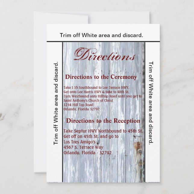 3.5x6 Fahrtrichtung Weiße Wash-Holz-Stalltür Co. Einladung (Vorderseite)