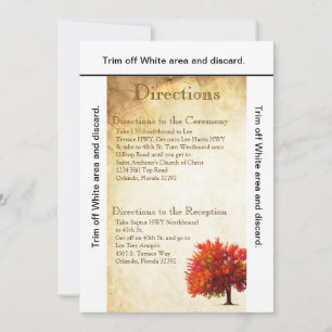 3.5x6 Richtungskarte Herbstbaum gealtertes Papier Einladung