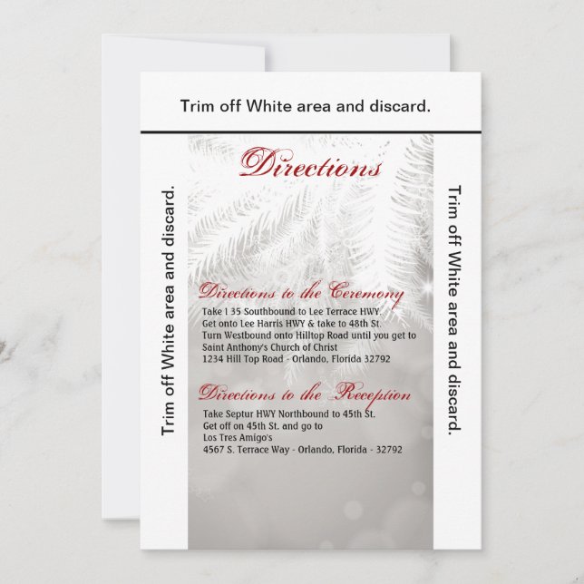 3.5x6 Wegbeschreibung Karte Winter White Pine Tree (Vorderseite)