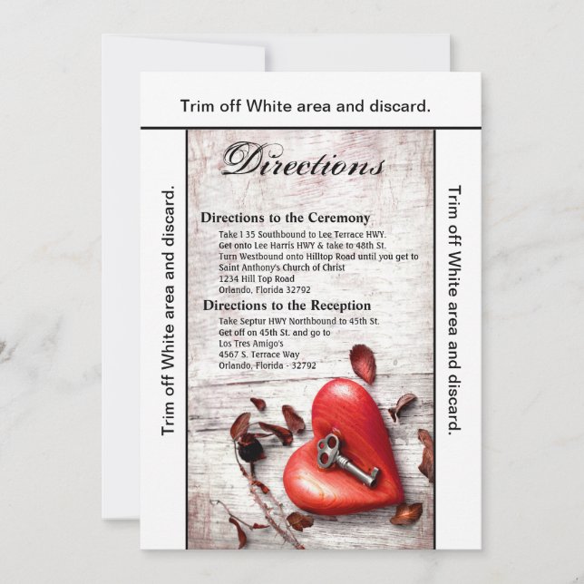 3.5x6 Wegbeschreibung Land Holzschlüssel für mein  Einladung (Vorderseite)