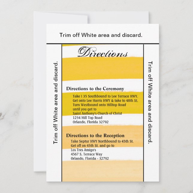 3.5x6 Wegbeschreibung Ombre Stripe Yello Line Fade Einladung (Vorderseite)
