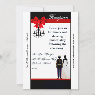 3,5x7 Empfangskarte Marineuniform Bräutigam Braut Einladung